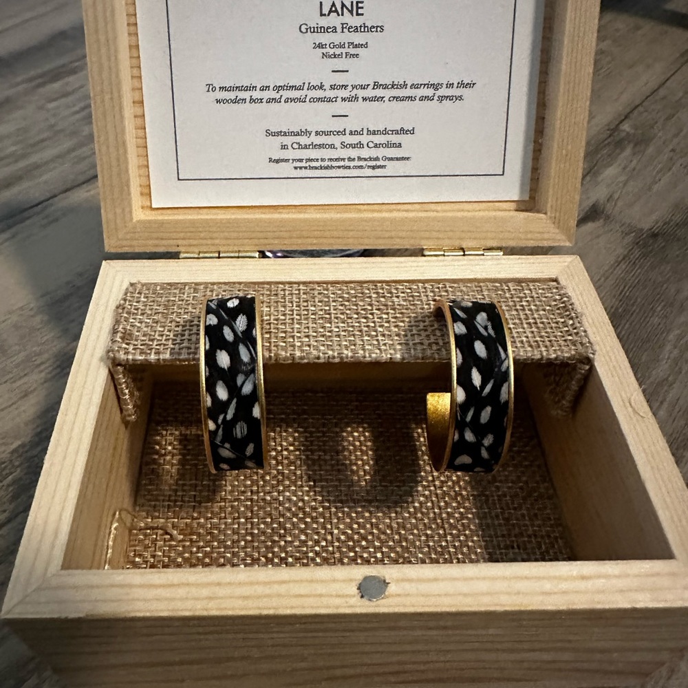 Brackish LANE Guinea Feather Hoop Earrings